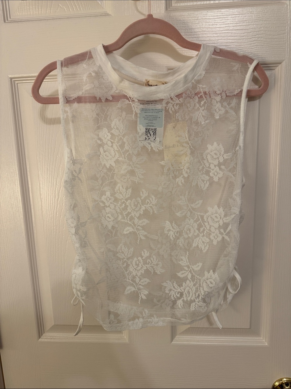 Sheer White Lace Sleeveless Top
